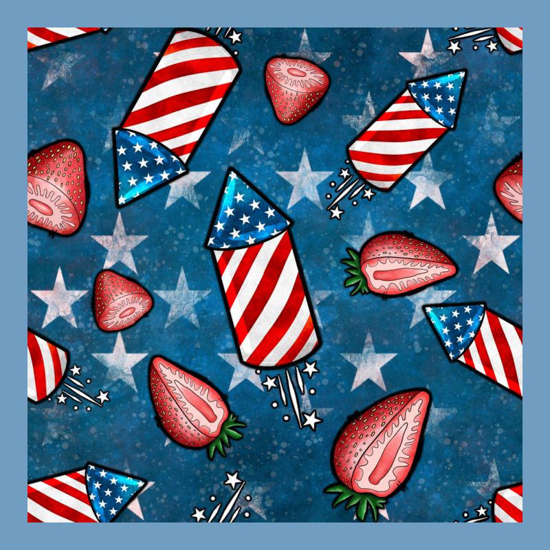 4th Uf July Strawberries Seamless Pattern Urban Heavy Tee by BundleAndBundleShop | Teevron