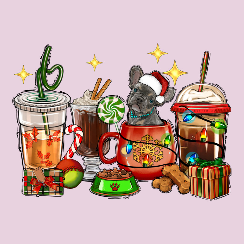 Christmas Coffee Cups With French Bulldog Ladies Tee by RanaPortraitStore | Teevron