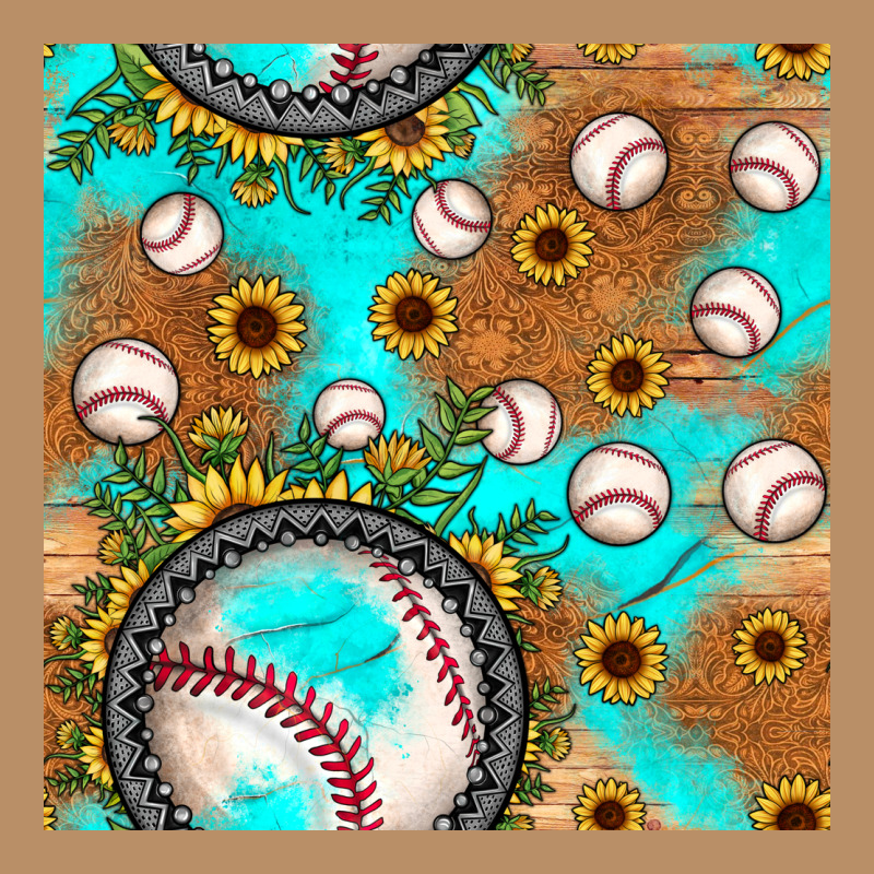 Baseball Turquoise Sunflower Seamless Pattern Vintage Hoodie by JahusDesignShop | Teevron