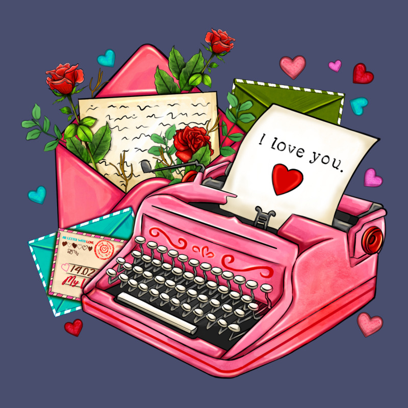 Pink Typewriter And Letters Vintage Tee by AdoDesignShop | Teevron