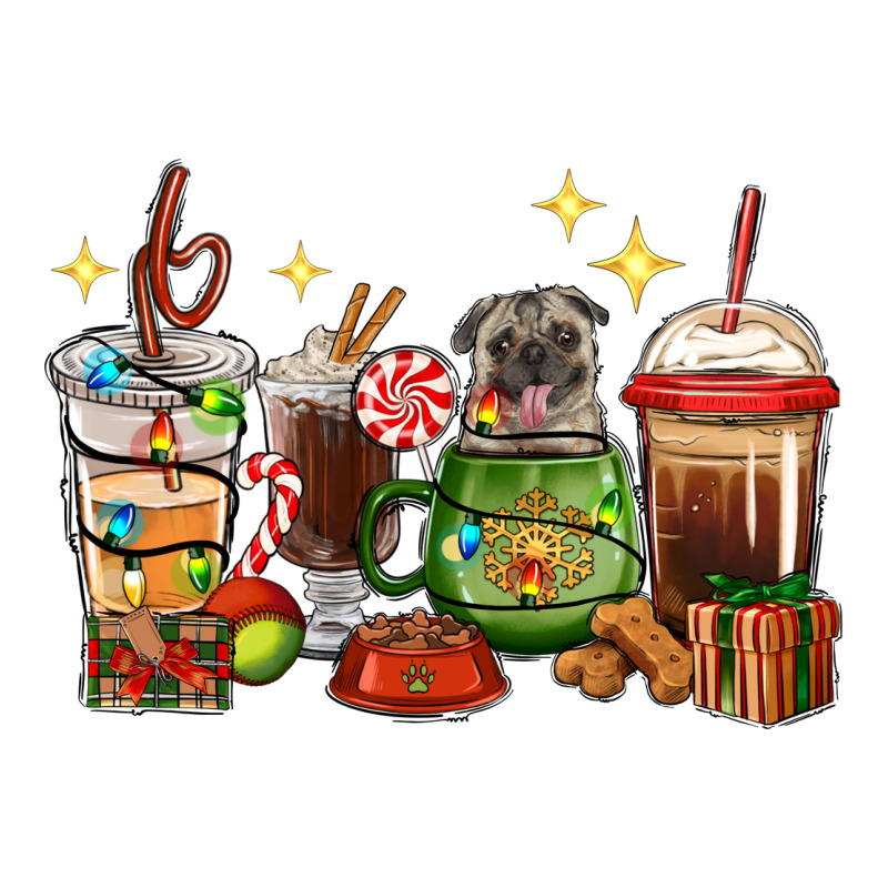 Christmas Coffee Cups With Pug Ladies Tee by RanaPortraitStore | Teevron