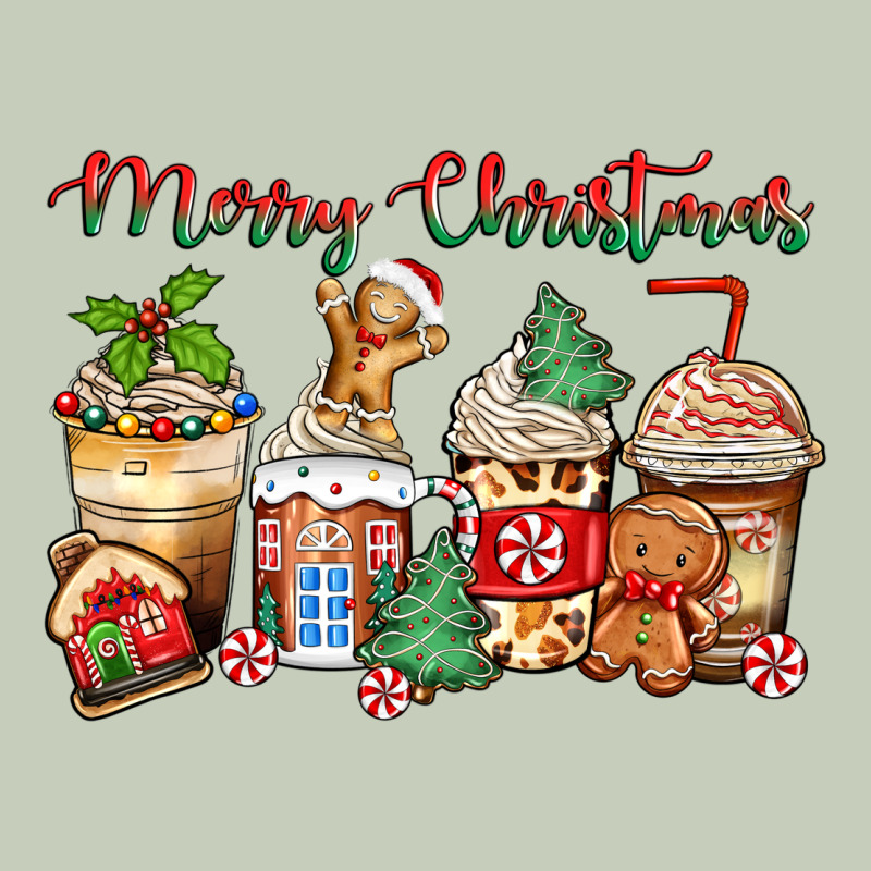 Merry Christmas Gingerbread Coffee Cups Ladies Tee by Zillion Design Studio | Teevron