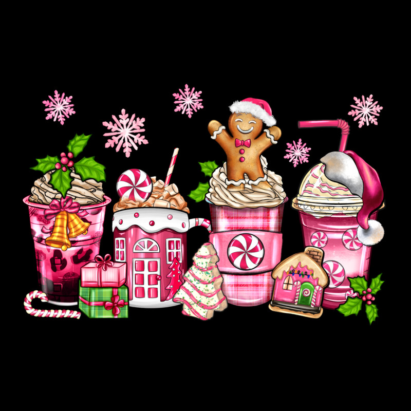 Pink Christmas Coffee Cups Ladies Tee by Zillion Design Studio | Teevron