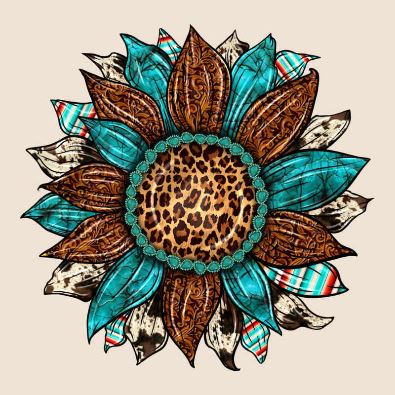 Gemstone Cowhide Leopard Turquoise Sunflower Urban Heavy Tee by Artiststas | Teevron