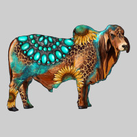 Brahman Bull Gemstone Turquoise And Sunflower Premium Tee | Teevron