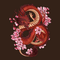 Red Dragon And Sakura Cherry Blossoms Heavy Core Tee | Teevron