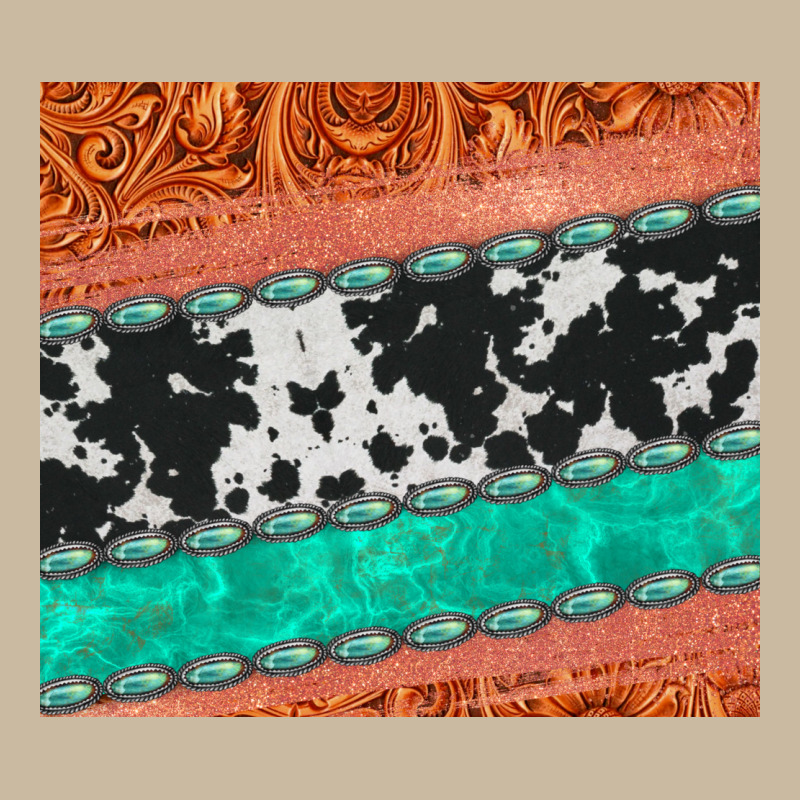 Western Turquoise Gemstone Cowhide  Leather Tumbler Long Sleeve Tee by Jasminsmagicworld | Teevron