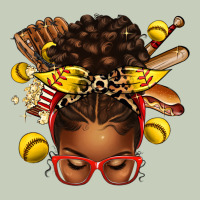 Softball Afro Messy Bun Ladies Tee | Teevron