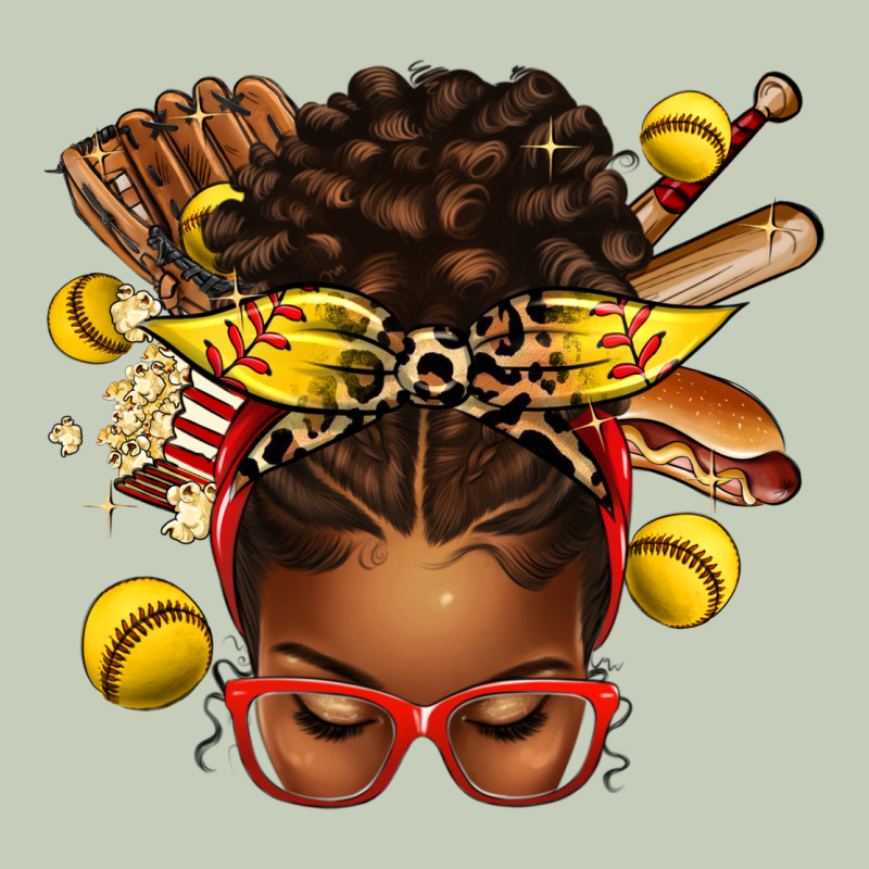 Softball Afro Messy Bun Ladies Tee by texasbilliewilder | Teevron
