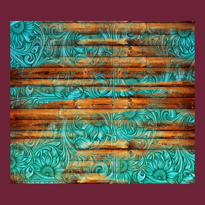 Turquoise  Leather And Wooden Pattern Tumbler Long Sleeve Tee by Jasminsmagicworld | Teevron