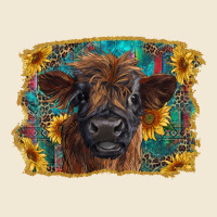 Highland Cow Calf With Western Background Premium Tee | Teevron