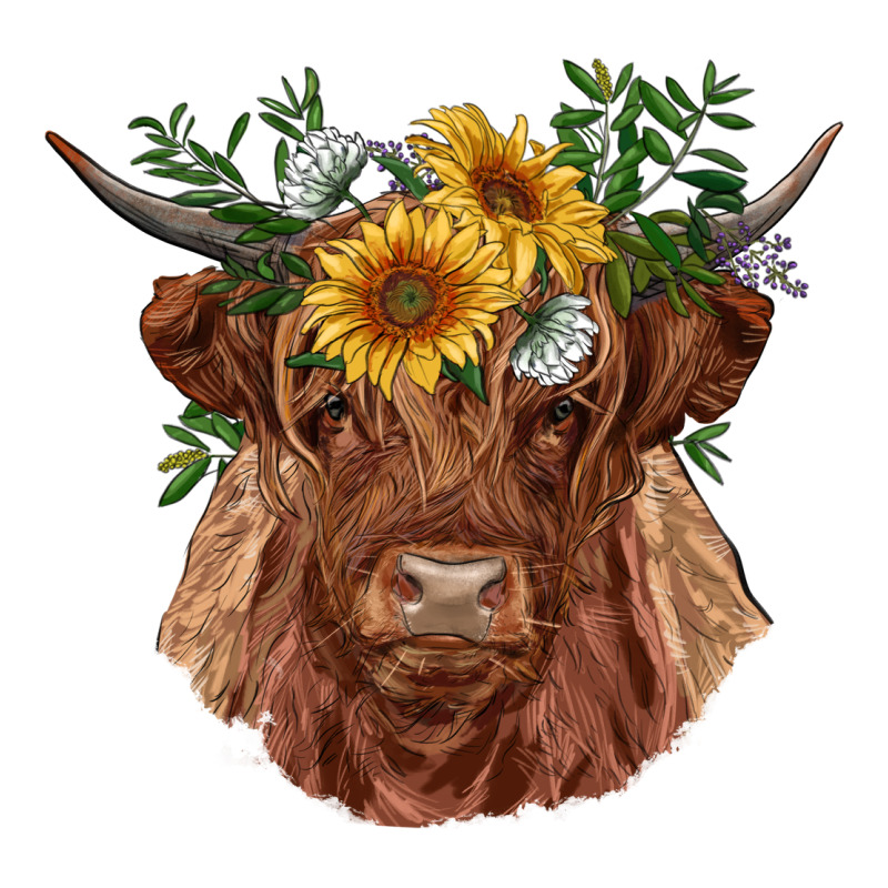Highland Cow With Sunflowers Premium Tee by RanaPortraitStore | Teevron