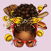 Softball Afro Messy Bun Ladies Tee | Teevron