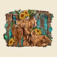 Highland Cow Family Cattle And Calf With Sunflower And Turquoise Backg Premium Tee | Teevron
