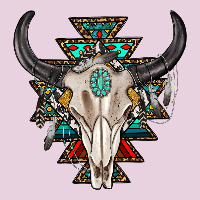 Western Aztec Bull Skull With Gemstone Ladies Tee by texasbilliewilder | Teevron