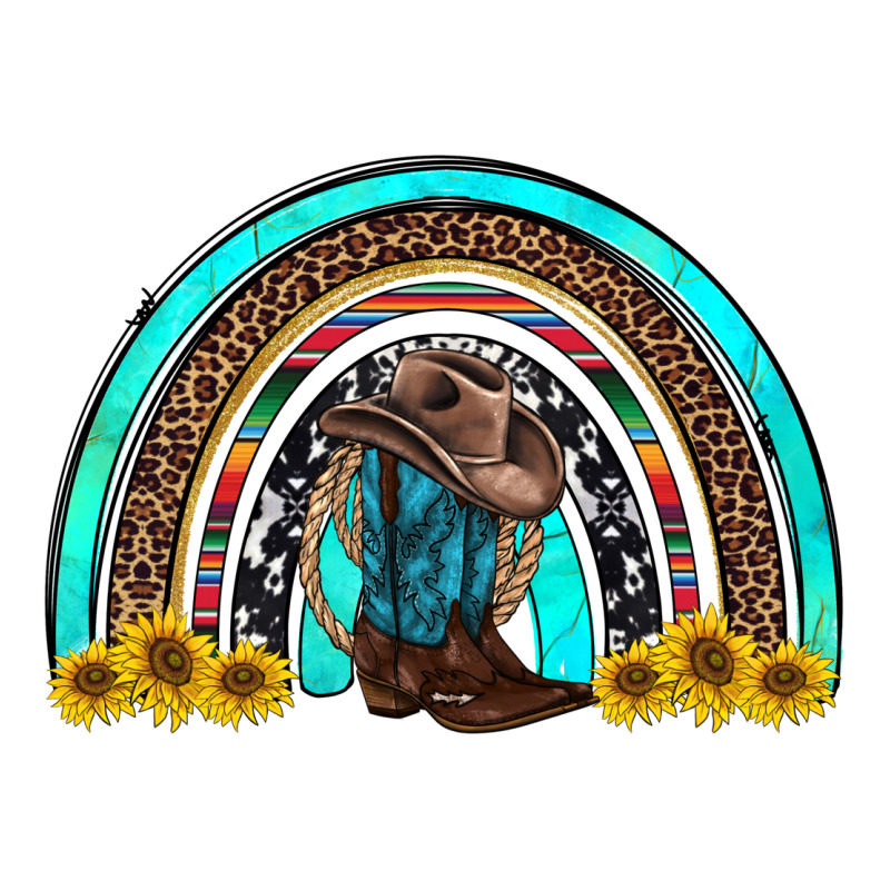 Western Cowboy Boots Sunflowers Rainbow Premium Tee by RanaPortraitStore | Teevron