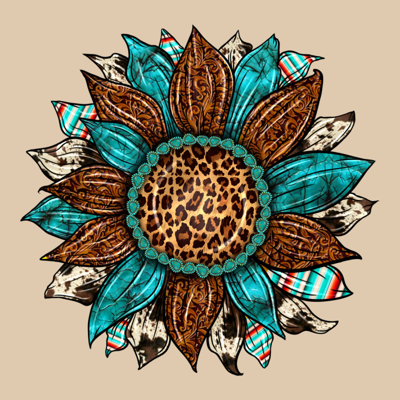 Gemstone Cowhide Leopard Turquoise Sunflower Heavyweight Sweatshirt by Artiststas | Teevron