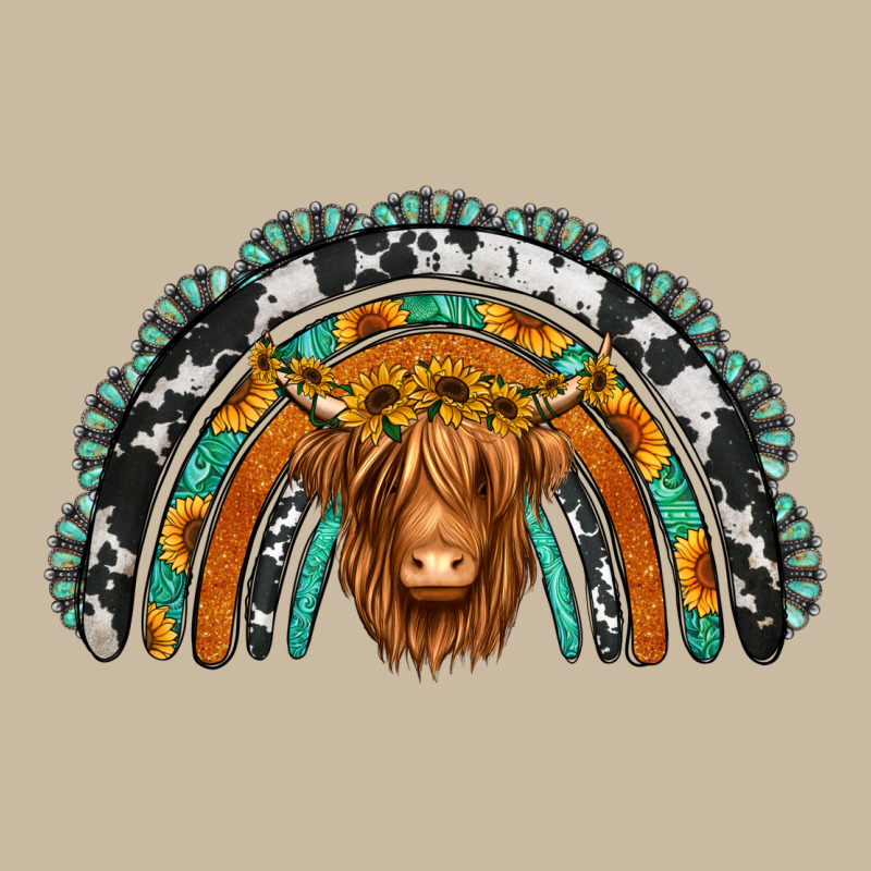 Turquoise Cowhide Sunflower Headband Highland Cow Long Sleeve Tee by Jasminsmagicworld | Teevron