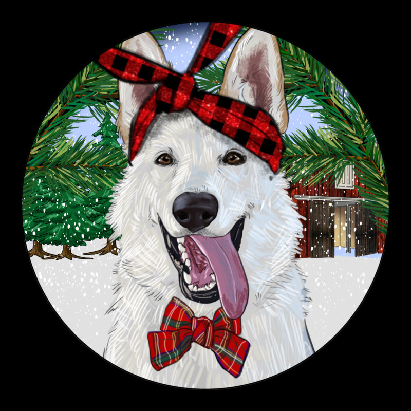 Christmas White Shepherd With Cowhide Ladies Tee by RanaPortraitStore | Teevron