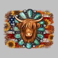 American Flag Sunflowers Highland Cow Turquoise Background Long Sleeve Tee | Teevron