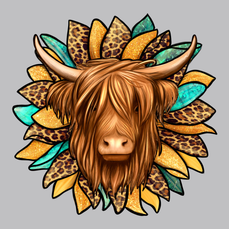 Highland Cow Turquoise Sunflower Long Sleeve Tee by Jasminsmagicworld | Teevron