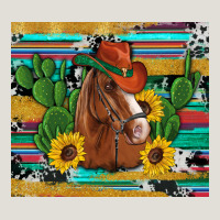 Western Horse Cowboy Hat Cactus Sunflowers Glitter Cowhide Serape Turq Heavy Core Tee | Teevron