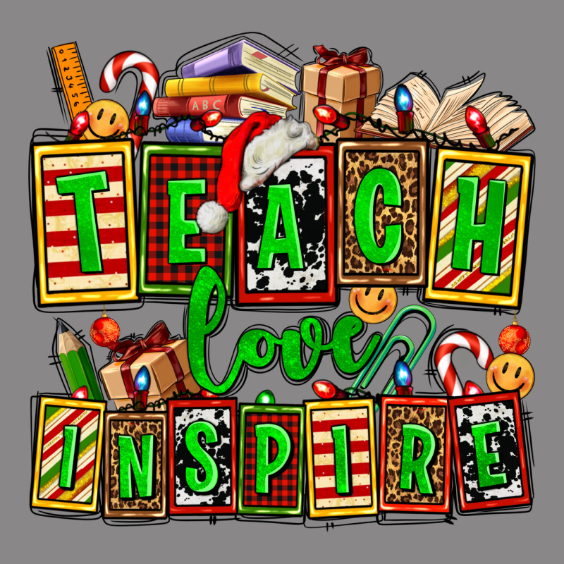 Teach Love Inspire With Christmas And Teacher Elements Vintage Tee by AdoDesignShop | Teevron