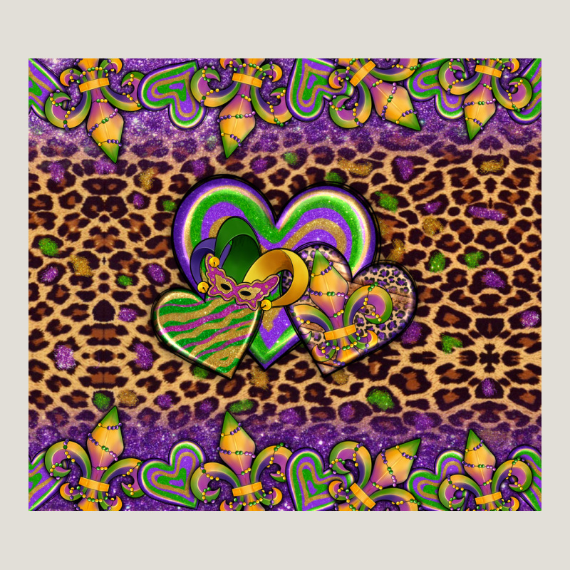 Mardi Gras Fleur De Lis Hearts Leopard Glitter Heavy Core Tee by Artiststas | Teevron