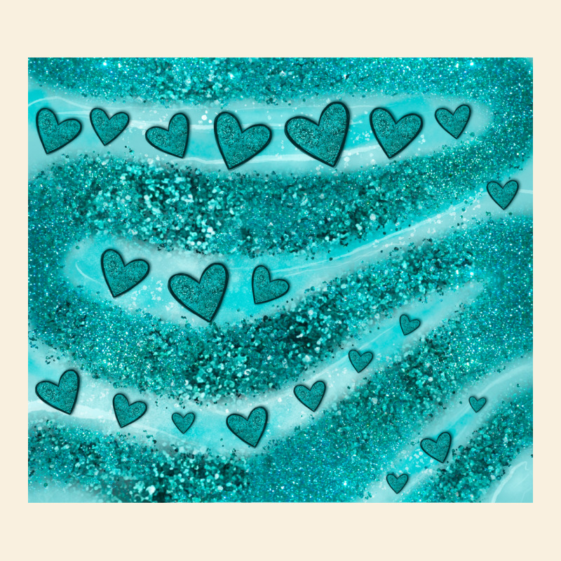 Turquoise Glitter Heart Vintage Hoodie by JahusDesignShop | Teevron