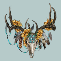 Boho Deer Skull Sunflowers And Gemstone Heavy Core Tee | Teevron