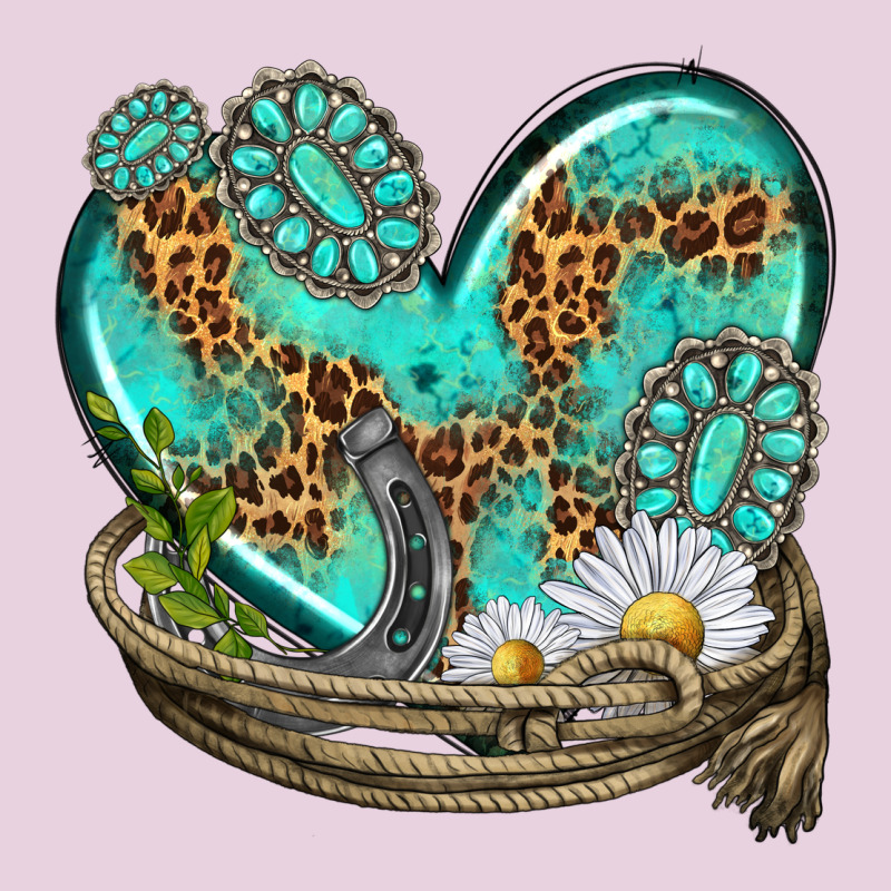 Turquoise Western Heart With Horseshoe Ladies Tee by texasbilliewilder | Teevron