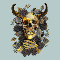 Bull Human Skull With Gold Roses Heavy Core Tee | Teevron