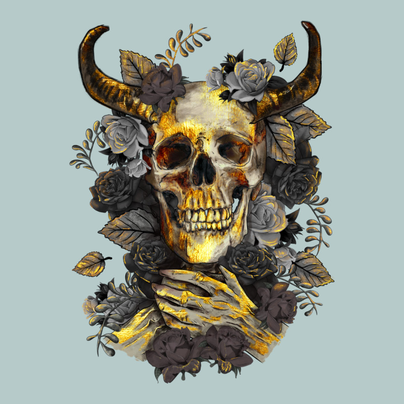 Bull Human Skull With Gold Roses Heavy Core Tee by RanaPortraitStore | Teevron
