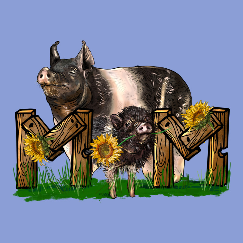 Western Mom With Hampshire Pig And Baby Pig Long Sleeve Tee by LillyAllenDesigns | Teevron