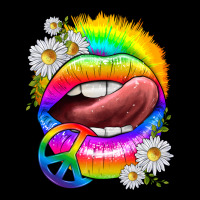 Rainbow Lips With Daisies Heavy Core Tee | Teevron