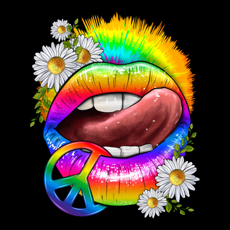 Rainbow Lips With Daisies Heavy Core Tee by texasbilliewilder | Teevron
