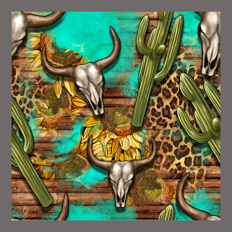 Western Bull Skull And Cactus Seamless Pattern Urban Heavy Tee by BundleAndBundleShop | Teevron