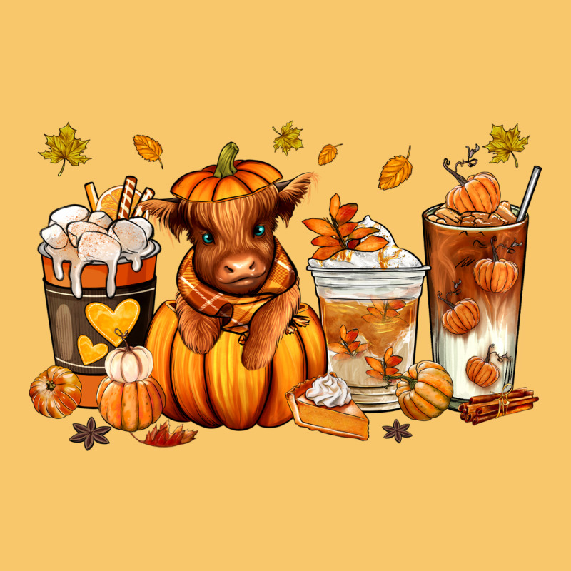 Fall Autumn Cow Pumpkin Coffee Cups Vintage Hoodie by RanaPortraitStore | Teevron