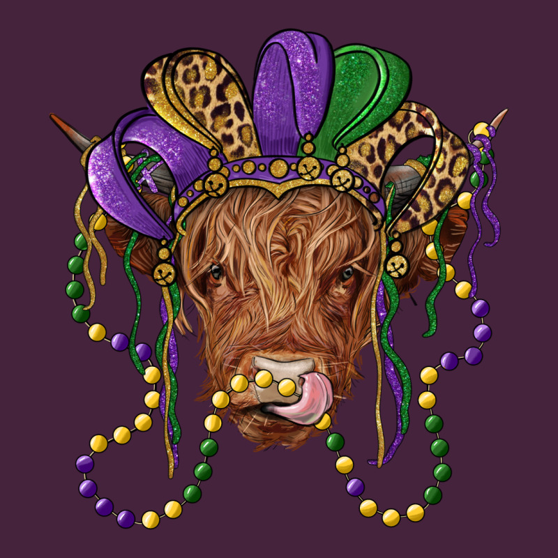 Highland Cow With Mardi Gras Hat Premium Tee by RanaPortraitStore | Teevron
