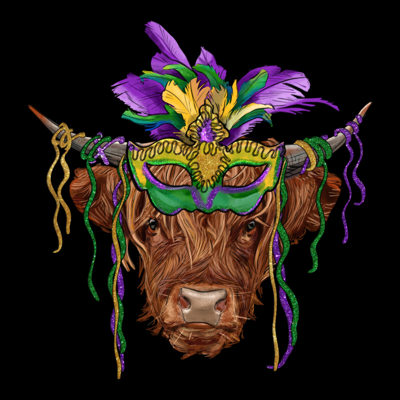 Mardi Gras Mask Highland Cow Premium Tee by RanaPortraitStore | Teevron