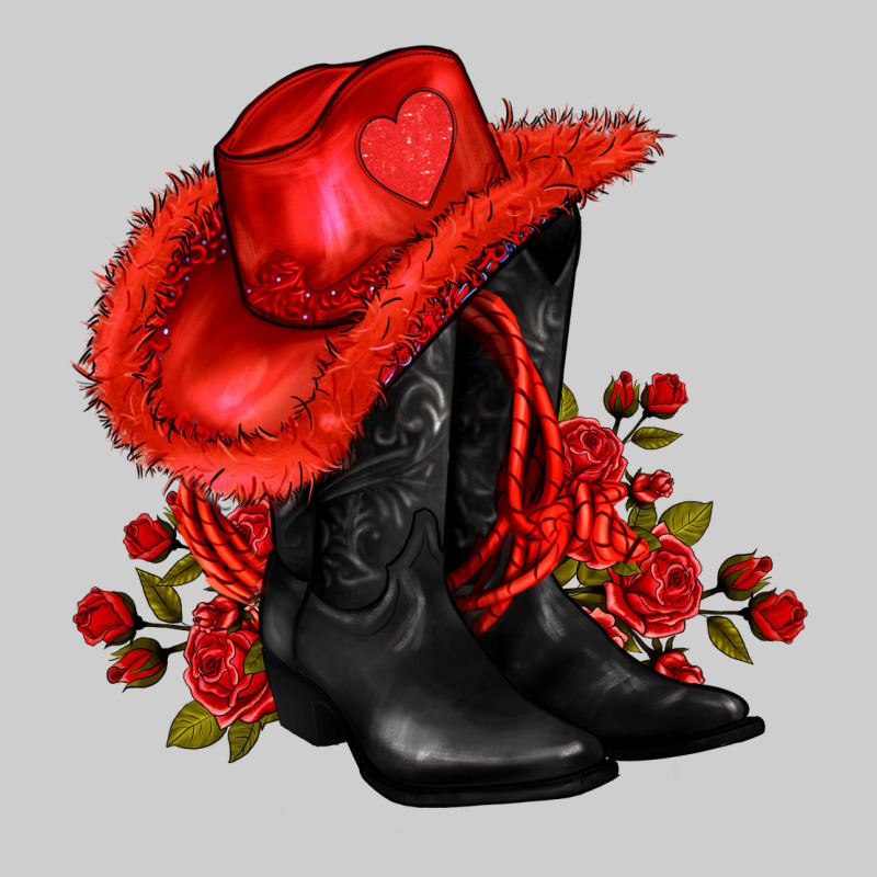 Valentines Day Cowboy Boots Red  And Roses Premium Tee by AdoDesignShop | Teevron