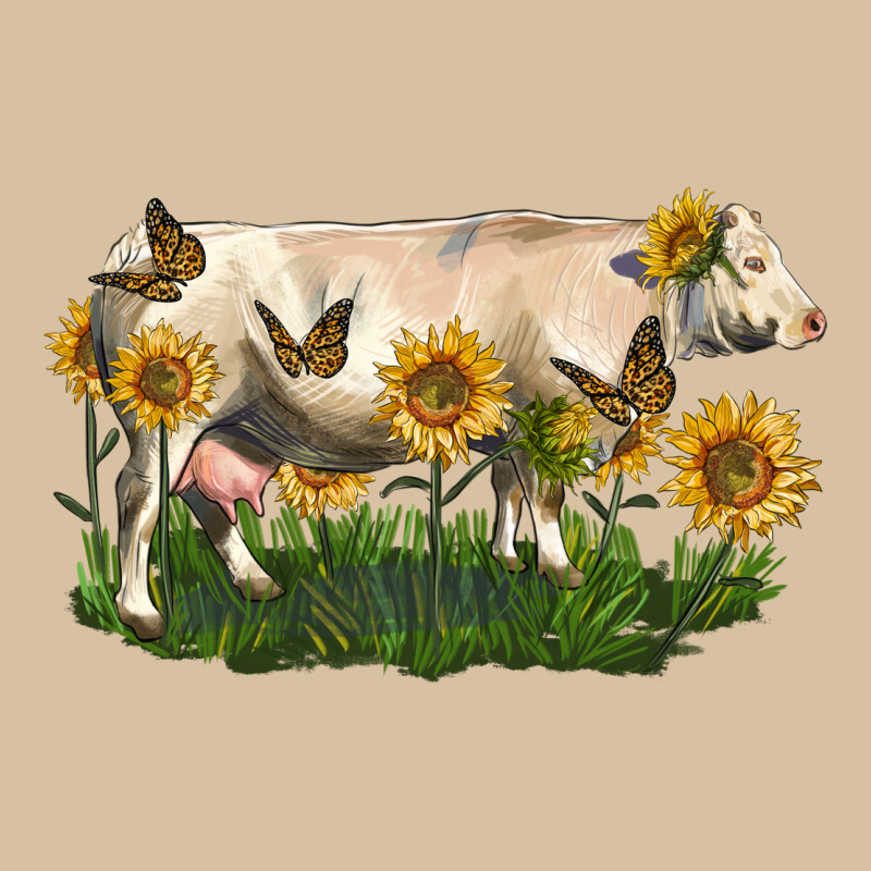 Charolais Cow With Sunflower Heavyweight Hoodie by LillyAllenDesigns | Teevron