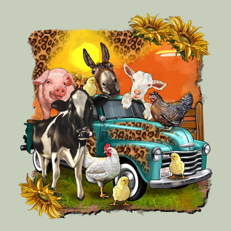 Farm Truck With Farm Animals Ladies Tee by texasbilliewilder | Teevron