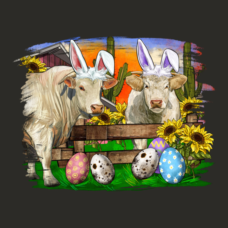 Easter Farm Cows Bunny Ears And Eggs Heavy Core Tee by RanaPortraitStore | Teevron