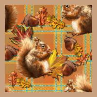 Fall Squirrel And Plaid Seamless Vintage Tee | Teevron