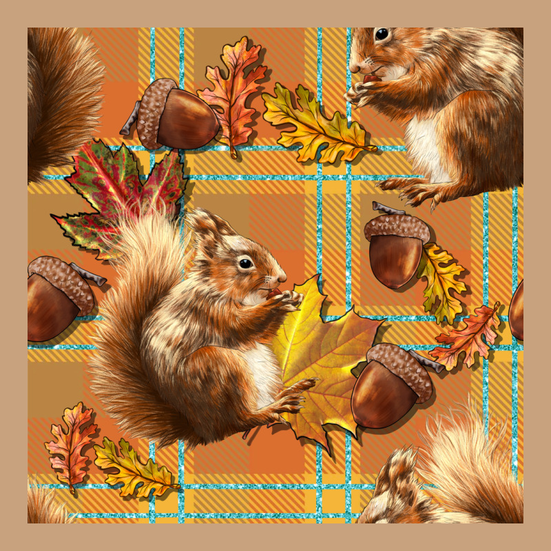 Fall Squirrel And Plaid Seamless Vintage Tee by BundleAndBundleShop | Teevron