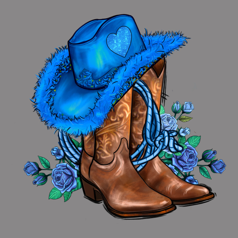 Valentines Day Blue Boots Cowgirl Hat And Roses Vintage Tee by AdoDesignShop | Teevron