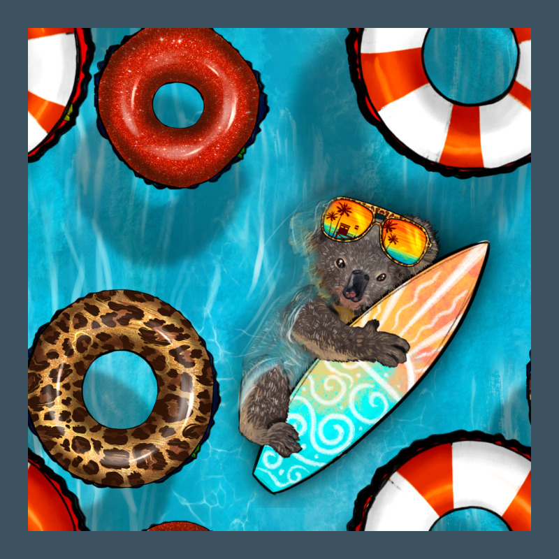 Koala At The Pool Seamless Pattern Urban Heavy Tee by BundleAndBundleShop | Teevron