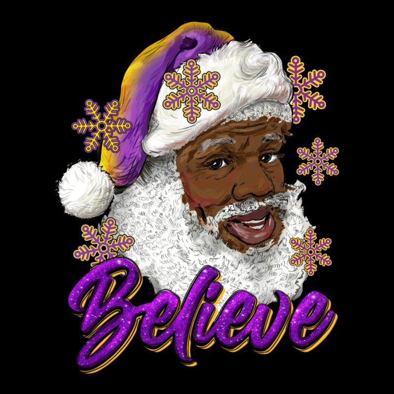 Believe Purple And Gold African American Santa Ladies Tee by RanaPortraitStore | Teevron