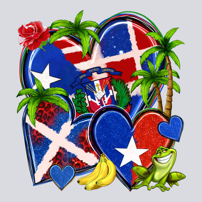 Puerto Rico With Dominican Republic Hearts Zipper Hoodie by NancyCooperArtShop | Teevron